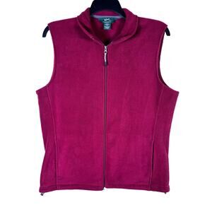 Woolrich Full Zip Fleece Vest Pockets Lightweight Men's Large 18037 Red Burgandy